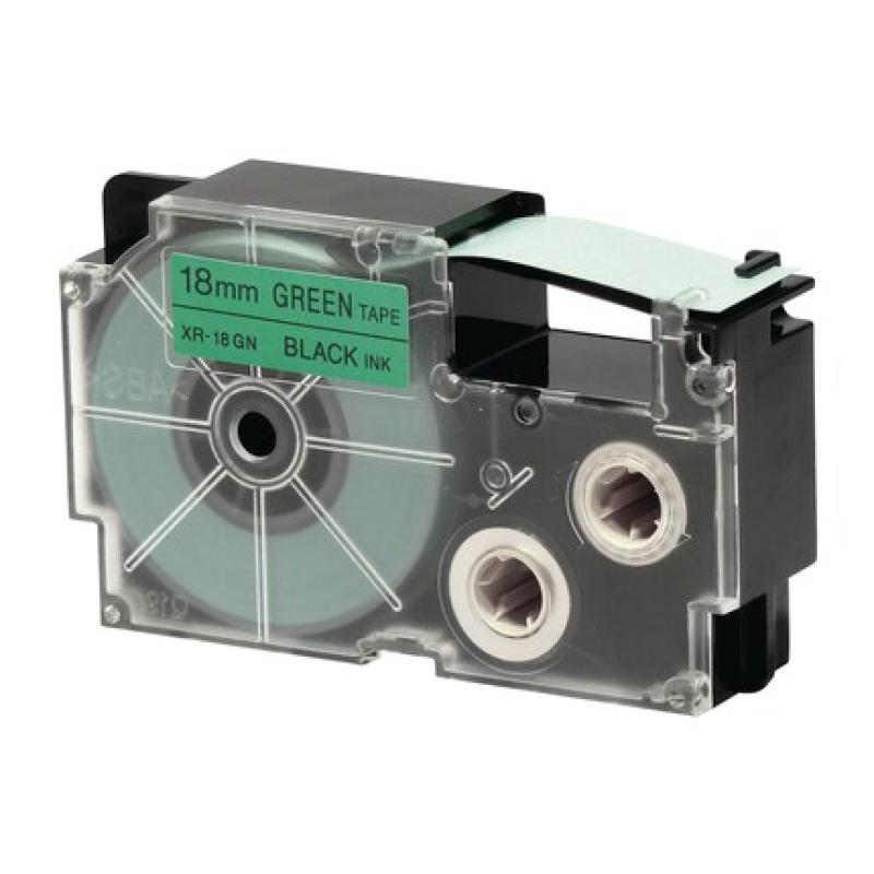 Casio 18mm Black on Green Label Tape