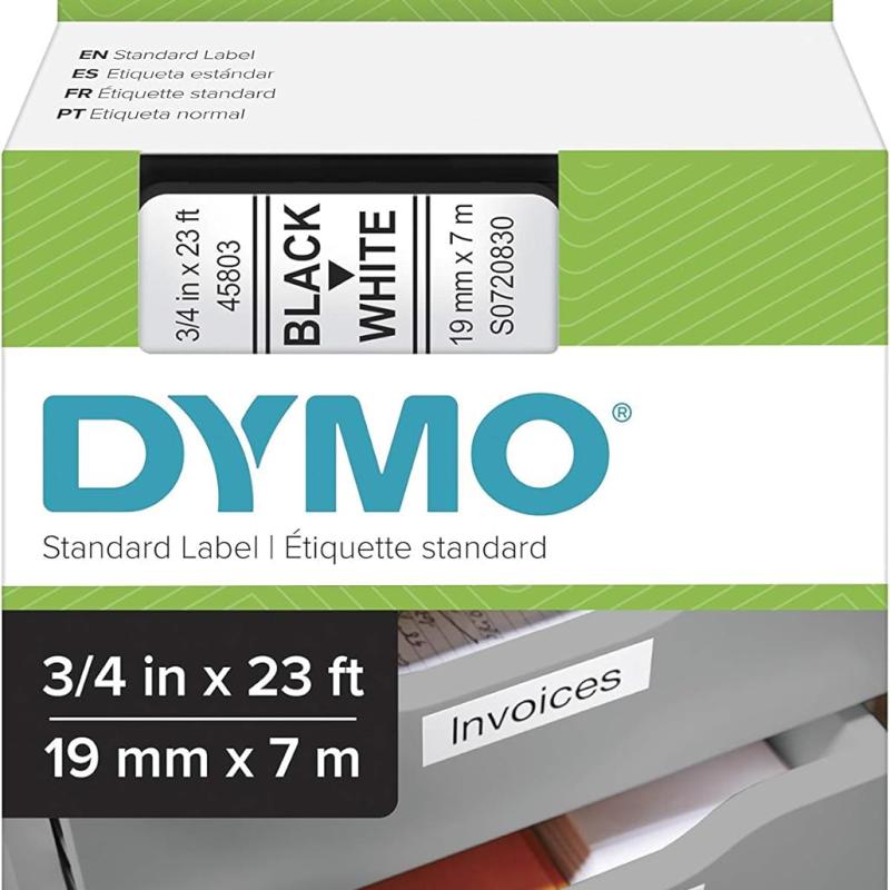 DYMO D1 Label Tape 19mm x 7m Black on White 45803