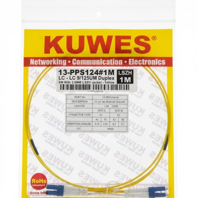 KUWES 1 MTR LC–LC 9/125μm Duplex SM Fiber Patch Cord LSZH