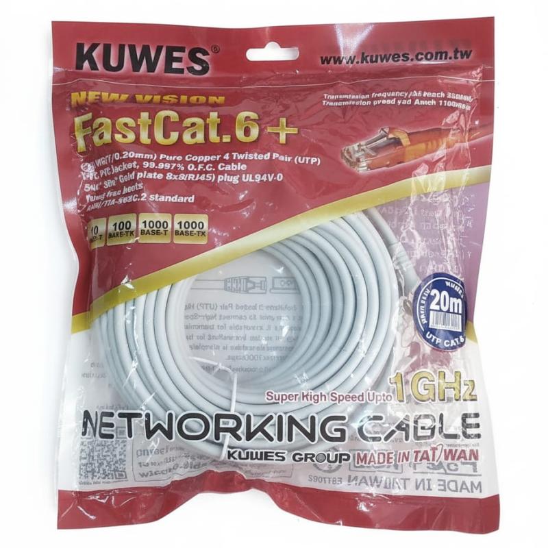 20.0 MTR FAST CAT6+ PATCH CORD GREY KUWES