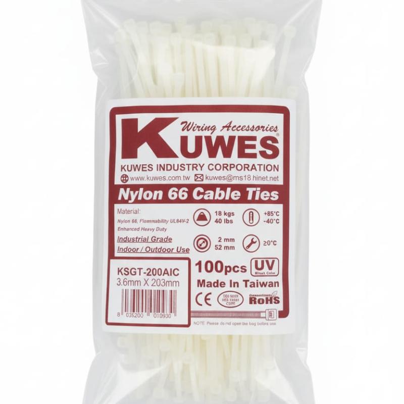 KUWES Nylon Cable Ties 3.6mm × 203mm