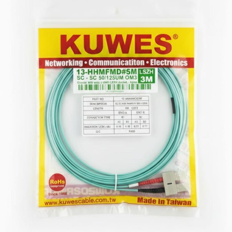 KUWES 3 MTR SC–SC 50/125μm Duplex MM Fiber Patch Cord LSZH