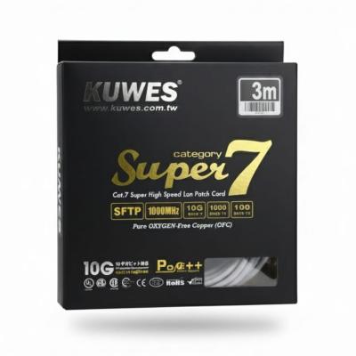KUWES Super 7 S/FTP LAN Patch Cord 3 MTR Grey
