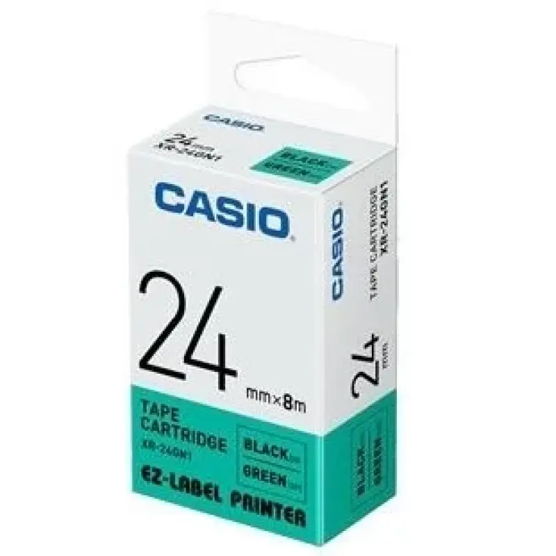 Casio 24mm Black on Green Label Tape