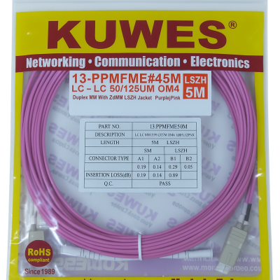 KUWES 5 MTR LC–LC 50/125μm Duplex MM Fiber Patch Cord LSZH