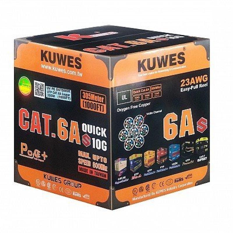 Kuwes F/UTP CAT6A 23AWG Outdoor Cable PE Jacket Black 305m