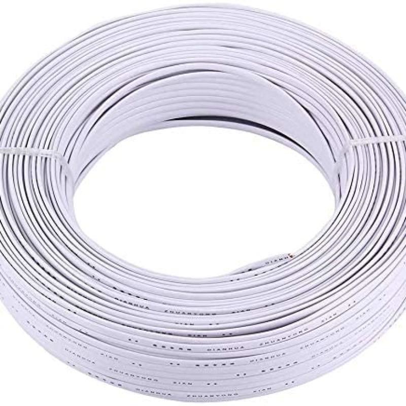4 Core Flat Telephone Cable Roll White 100 Yards