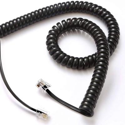 AMT RJ11 6P4C coiled telephone cord, coil length 1.4FT, stretchable up to 3.5M