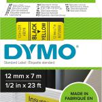 Dymo Tape 12mm x 7m Black on Yellow