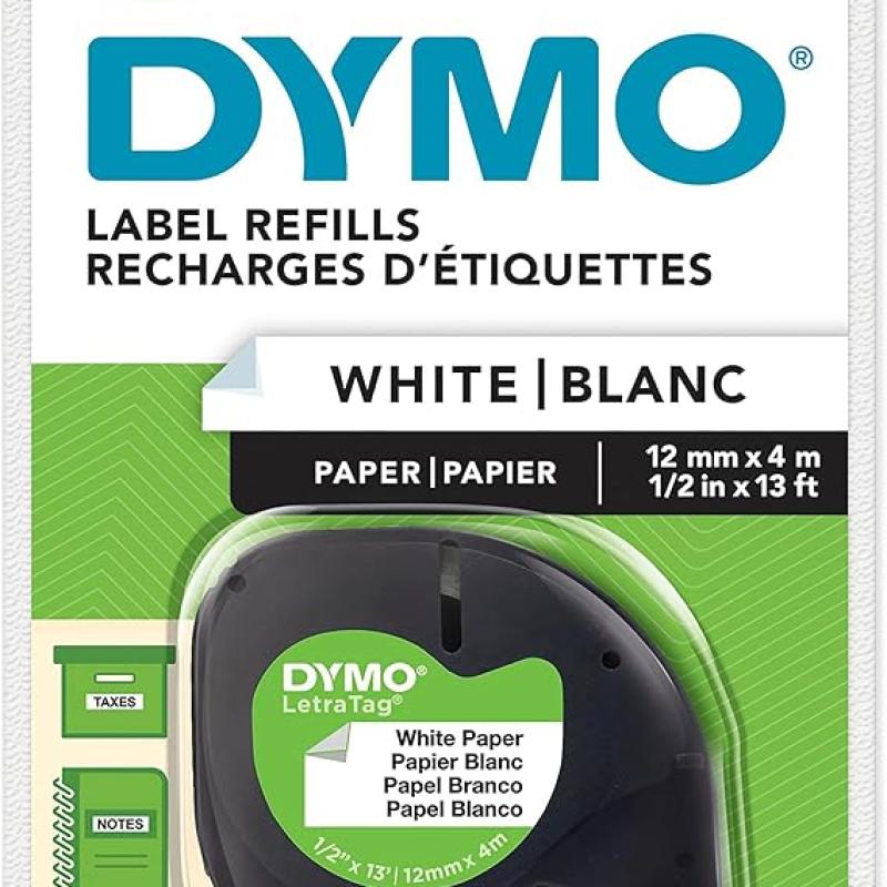 Dymo Letra Tag Tape 12mmx4m Paper White