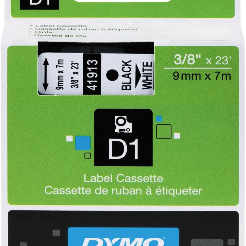 Dymo Tape 9Mmx7M White D1 Standard Labelling 9Mm X 7M Black On White, Black/White
