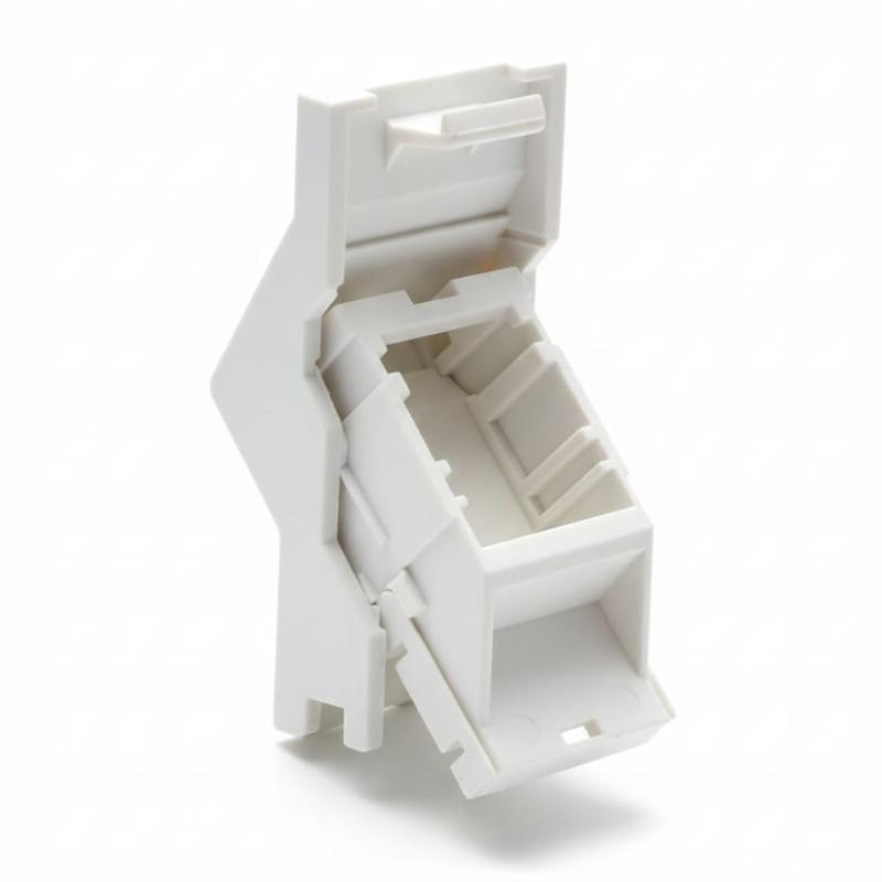 Angled shutter module for RJ45 keystone jacks