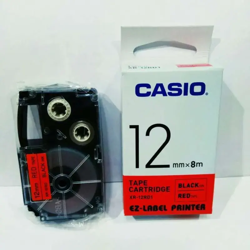 Casio 12mm Black on Red Label Tape
