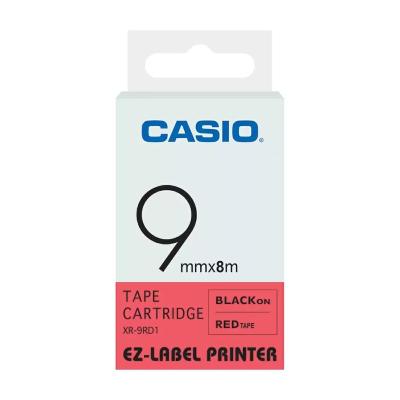 Casio 9 mm Black on Red Label Tape