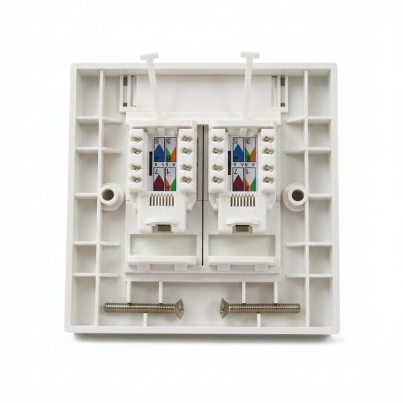 Cat5E Dual-port fixed keystone faceplate JE