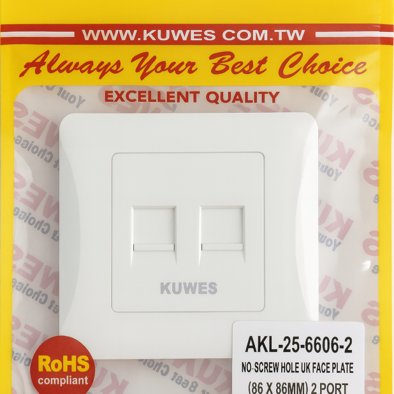 Kuwes 2-Port No-Screw Hole UK Face Plate