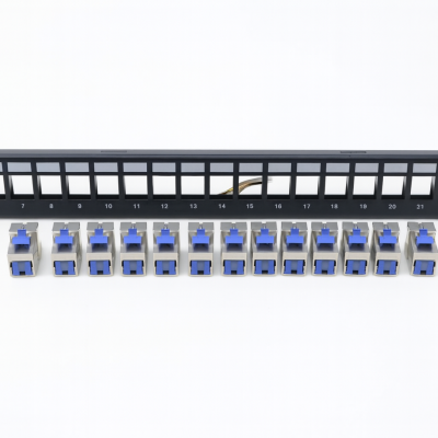 KUWES 24-Port CAT7 Patch Panel with SFTP Keystone Jacks