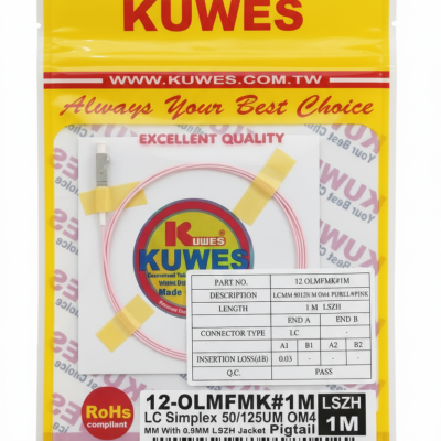 Kuwes SC Simplex 50/125µm OM4 Pigtail 1 Meter LSZH
