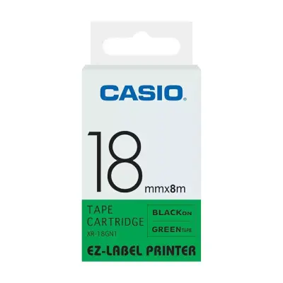 Casio 18mm Black on Green Label Tape