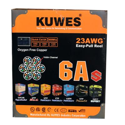 KUWES CAT6A U/UTP 10G Solid 4 Pair 23AWG LAN Cable (305 Meter Roll) / High-Speed Ethernet Network Cable / POE++ Support / 800 MHz Bandwidth / Made in Taiwan