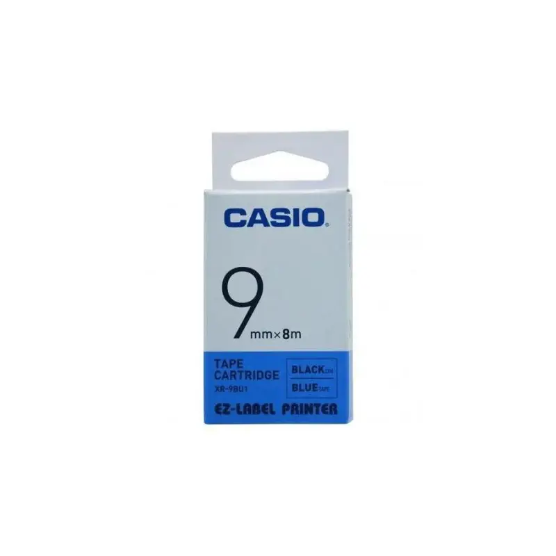 Casio 9 mm Black on Blue Label Tape
