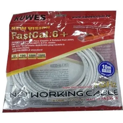 10.0 MTR FAST CAT6+ PATCH CORD GREY KUWES