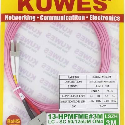 KUWES 3 MTR LC–SC 50/125μm Duplex MM Fiber Patch Cord LSZH