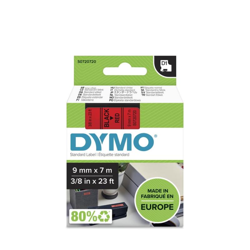 Dymo D1 40917 Labeling Tape – 9mm x 7m – Black on Red Durable Label Tape for Label Manager Printers