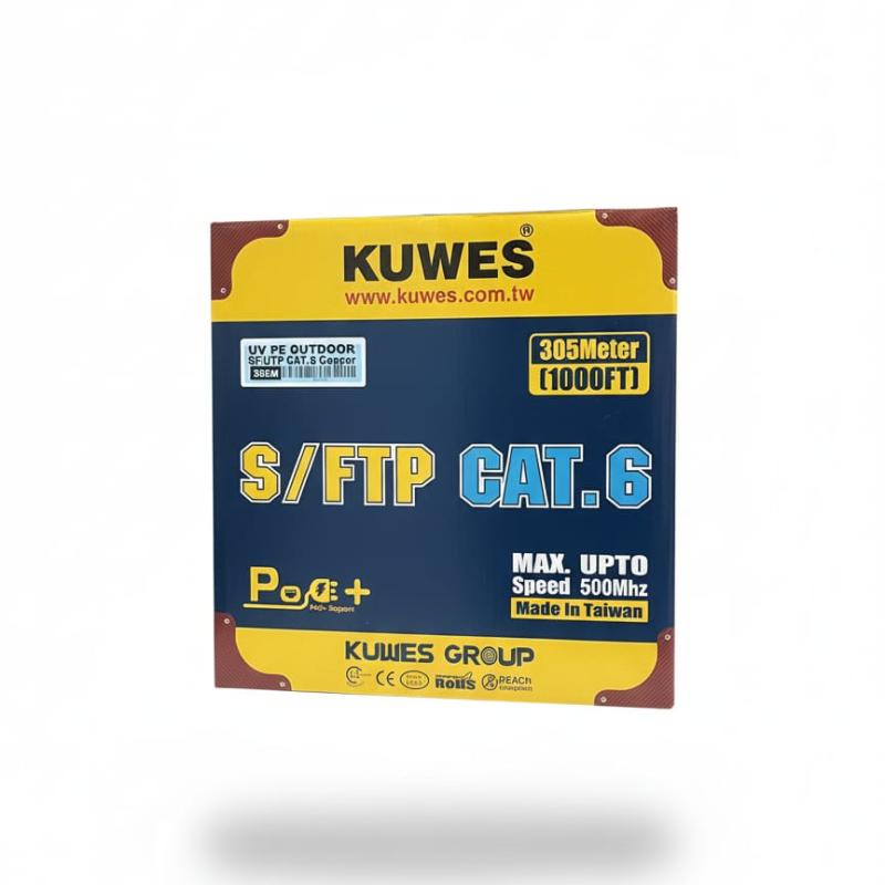 Kuwes S/FTP CAT.6 Solid 4 Pair LAN Outdoor PE Black Cable 305 Meter –  24AWG