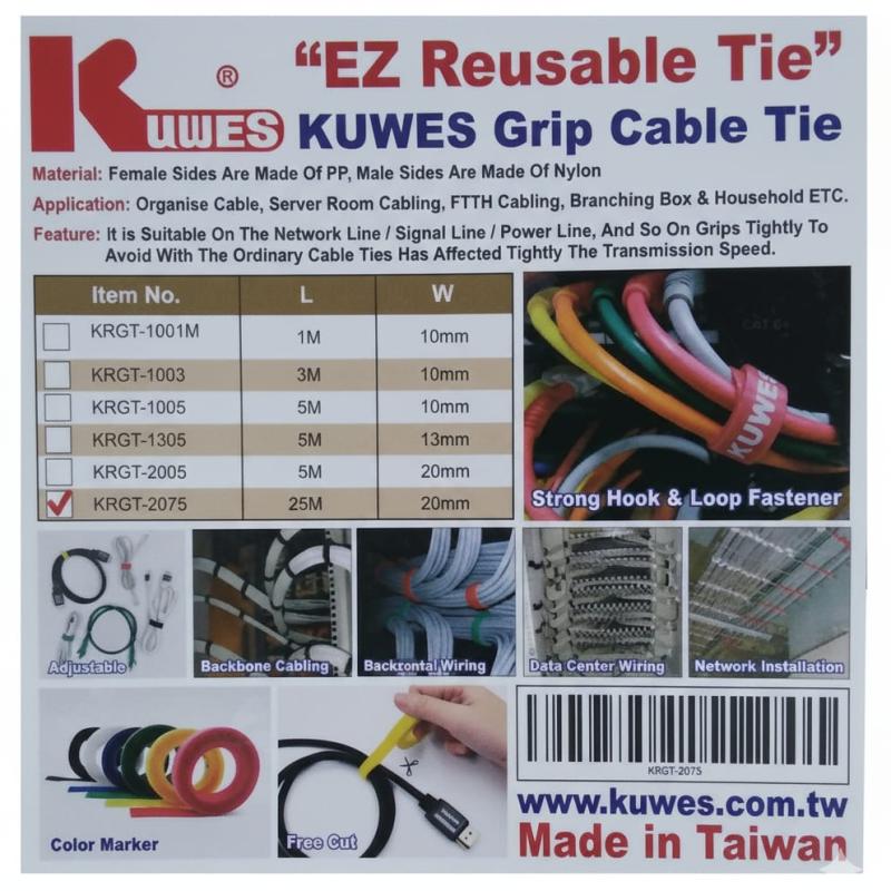KUWES KRGT-2075 – EZ Reusable Grip Cable Tie 20MM X 25 MTR