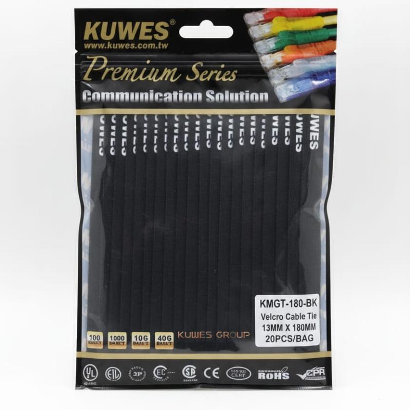 KUWES KMGT-180-31 Velcro Cable Tie 13mm (W) × 180mm (L) 20 pcs/bag Black