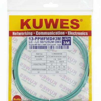 KUWES 3 MTR LC–LC 50/125μm Duplex MM Fiber Patch Cord LSZH