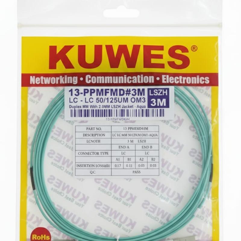 KUWES 3 MTR LC–LC 50/125μm Duplex MM Fiber Patch Cord LSZH