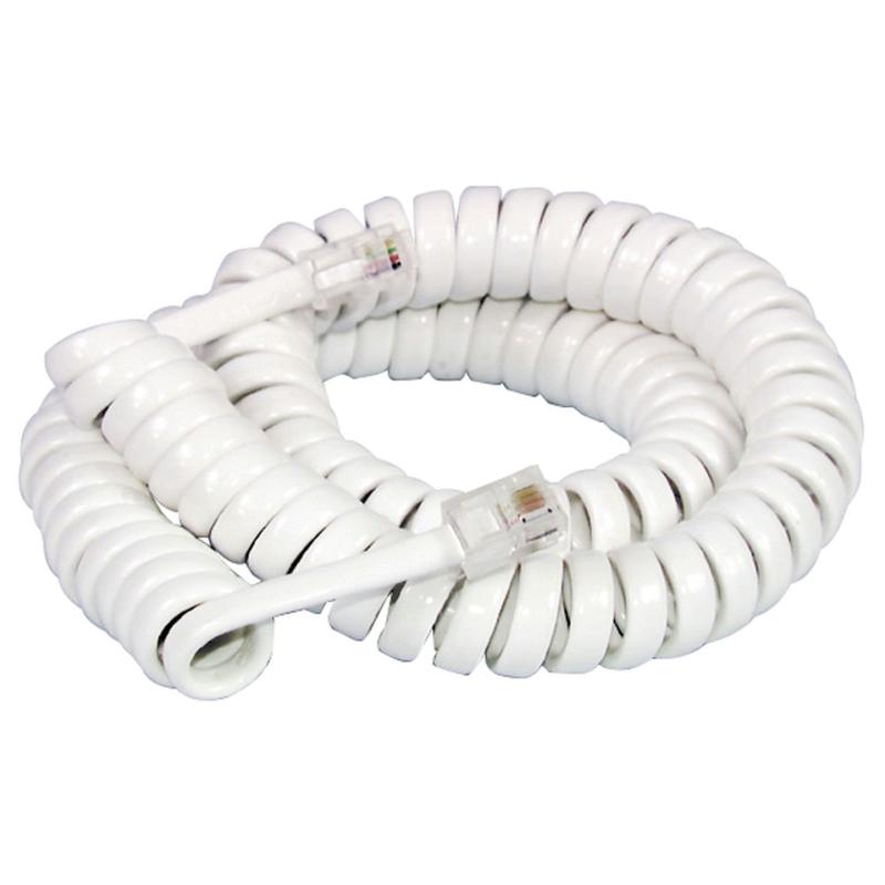 AMT RJ11 6P4C coiled telephone cord, coil length 1.4FT, stretchable up to 3.5M